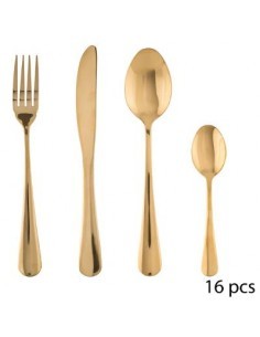 SERVIZIO 16 POSATE IN ACCIAIO INOX COLORE ORO su TreG Ingrosso