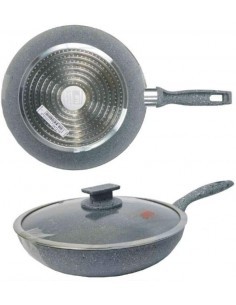 REGINA DI PIETRA PADELLA 28CM CON COPERCHIO FONDO INDUZIONE su TreG...