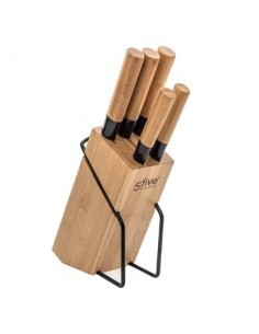 SET 5 COLTELLI 151357 ACCIAIO BASE BAMBOO su TreG Ingrosso