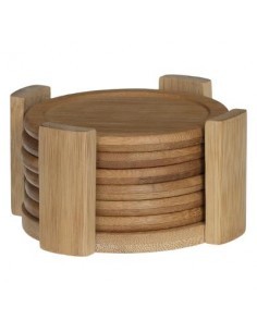 SET 6 SOTTOBICCHIERI 160726 CON STAND BAMBOO su TreG Ingrosso