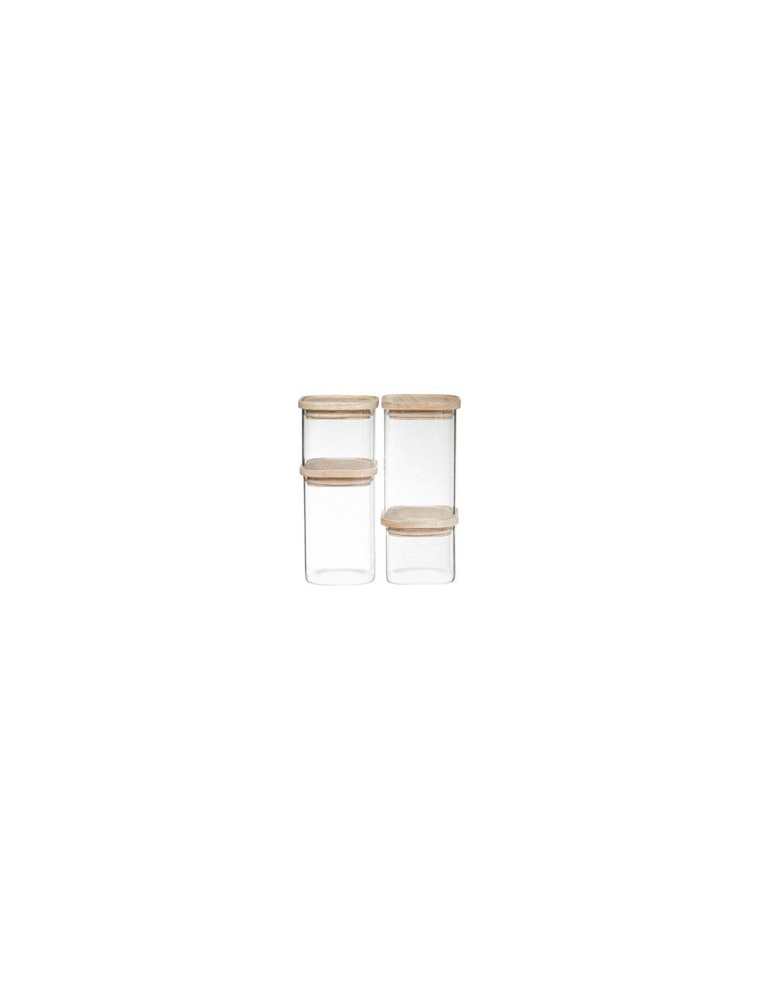 SET 4 BARATTOLI VETRO/LEGNO su TreG Ingrosso