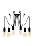 LAMPADARIO UDELL 6 CAVI METALLO NERO su TreG Ingrosso