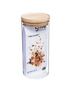 BARATTOLO ERMETICO 1,3LT VETRO/LEGNO su TreG Ingrosso