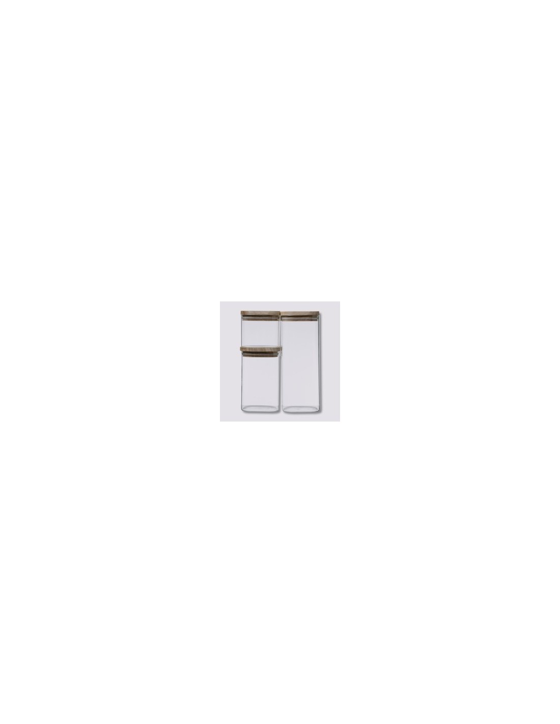 SET 3 BARATTOLI ERMETICI VETRO/LEGNO su TreG Ingrosso