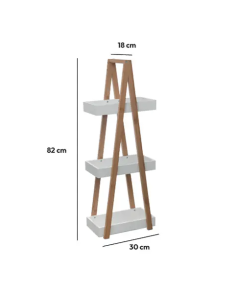 MENSOLA BAGNO 3 RIPIANI BAMBOO BIANCO 30X18X82CM su TreG Ingrosso