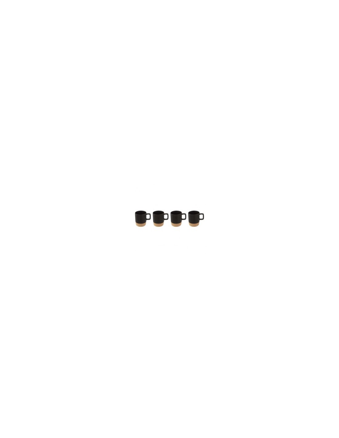 SET 4 TAZZINE 12CL NERO BASE LEGNO su TreG Ingrosso