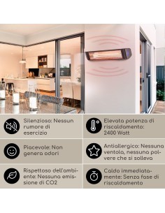 LAMPADA RADIANTE HA125 INFRAROSSI CON TELECOMANDO 2400W su TreG Ing...