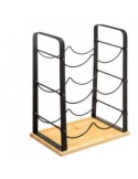 PORTABOTTIGLIE 6P METALLO/BAMBOO 26X17X38CM su TreG Ingrosso