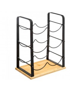 PORTABOTTIGLIE 6P METALLO/BAMBOO 26X17X38CM su TreG Ingrosso
