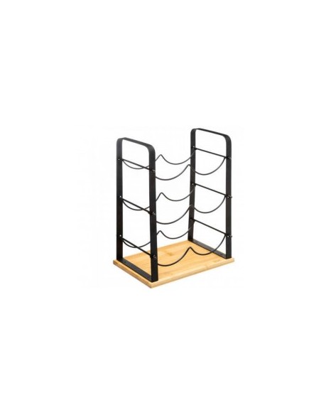 PORTABOTTIGLIE 6P METALLO/BAMBOO 26X17X38CM su TreG Ingrosso