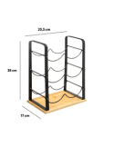 PORTABOTTIGLIE 6P METALLO/BAMBOO 26X17X38CM su TreG Ingrosso