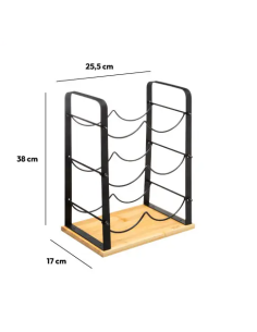 PORTABOTTIGLIE 6P METALLO/BAMBOO 26X17X38CM su TreG Ingrosso