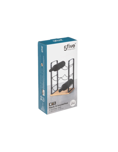 PORTABOTTIGLIE 6P METALLO/BAMBOO 26X17X38CM su TreG Ingrosso