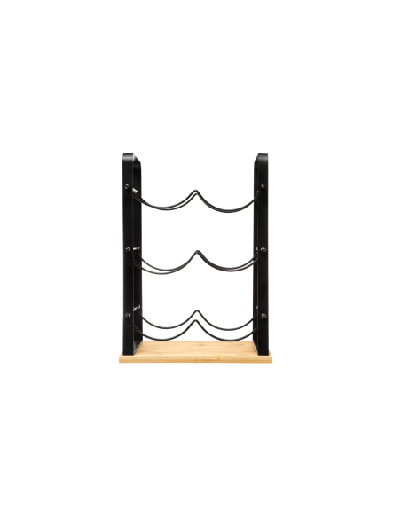 PORTABOTTIGLIE 6P METALLO/BAMBOO 26X17X38CM su TreG Ingrosso