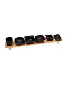 SET 6 CIOTOLE PORCELLANA C/VASSOIO BAMBOO su TreG Ingrosso