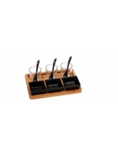 SET APERITIVO 71620 9 ACCESSORI CON VASSOIO BAMBOO su TreG Ingrosso