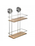 MENSOLA 174617 2 PIANI BAMBOO/METALLO CON VENTOSA su TreG Ingrosso