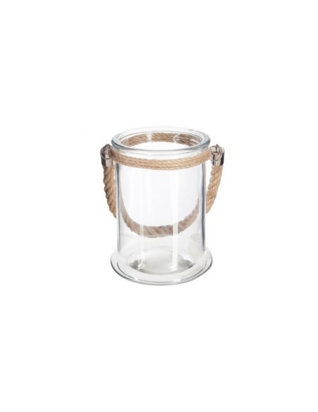 PORTACANDELA LENA IN VETRO CON CORDA 12.5 x 17CM su TreG Ingrosso