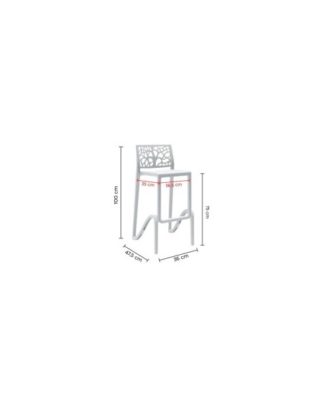 SGABELLO ZEFIRO BIANCO 75CM su TreG Ingrosso