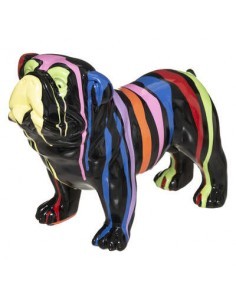DECORAZIONE CANE 182149A RESINA 25X13X19CM NERO/COLORATO su TreG In...