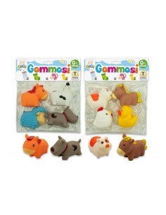GOGO 66778 GOMMOSI 4PZ ANIMALI DELLA FATTORIA su TreG Ingrosso