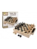 FATTO DI LEGNO 40604 GIOCO 3IN1 DAMA/TRIA/SCACCHI su TreG Ingrosso
