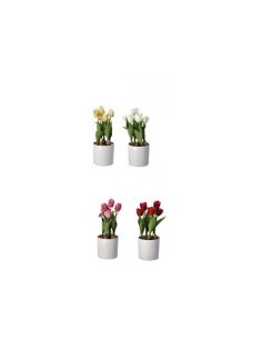 TULIPANI 74877 CON VASO 14X33CM ASSORTITO su TreG Ingrosso
