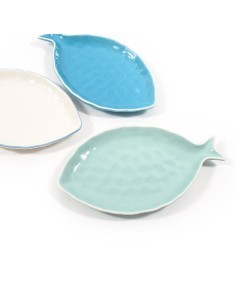 PIATTO PESCE 01860 COLORI ASSORTITI 31,5X18CM CERAMICA su TreG Ingr...