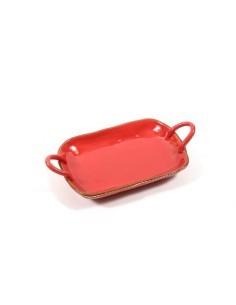 PIATTO PORTATA 18246 ROSSO C/MANICI 31,5X17,5CM CERAMICA su TreG In...