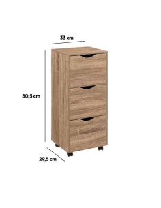 CASSETTIERA 181284 3 CASSETTI MDF 33X29X80CM NATURALE su TreG Ingrosso