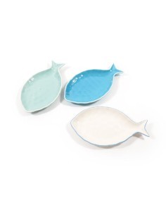 PIATTO PESCE 01877 CERAMICA 26X14,5CM COLORI ASSORTITI su TreG Ingr...