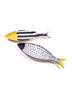 PIATTO PESCE 11890 CERAMICA 37,5X12,5CM ASSORTITO su TreG Ingrosso