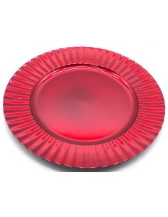 PIATTO PLASTICA A CERCHI D33CM ROSSO su TreG Ingrosso
