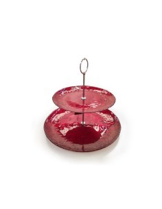 ALZATA 2 PIANI VETRO ROMANTIC 28/21CM ROSSO su TreG Ingrosso