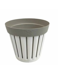 KRETA VASO TONDO 25CM BIANCO/TORTORA su TreG Ingrosso