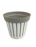 KRETA VASO TONDO 30CM BIANCO/TORTORA su TreG Ingrosso