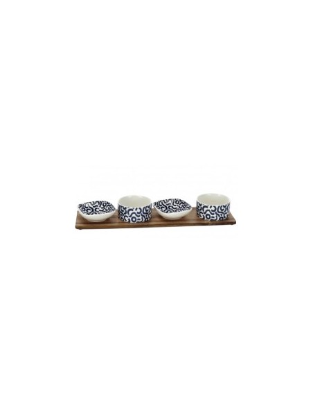 SET 4 CIOTOLE 78683 PORCELLANA CON VASSOIO BAMBOO su TreG Ingrosso
