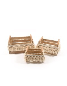 CASSETTA 12385 3 MIS LEGNO/MACRAME 37X25X20CM su TreG Ingrosso