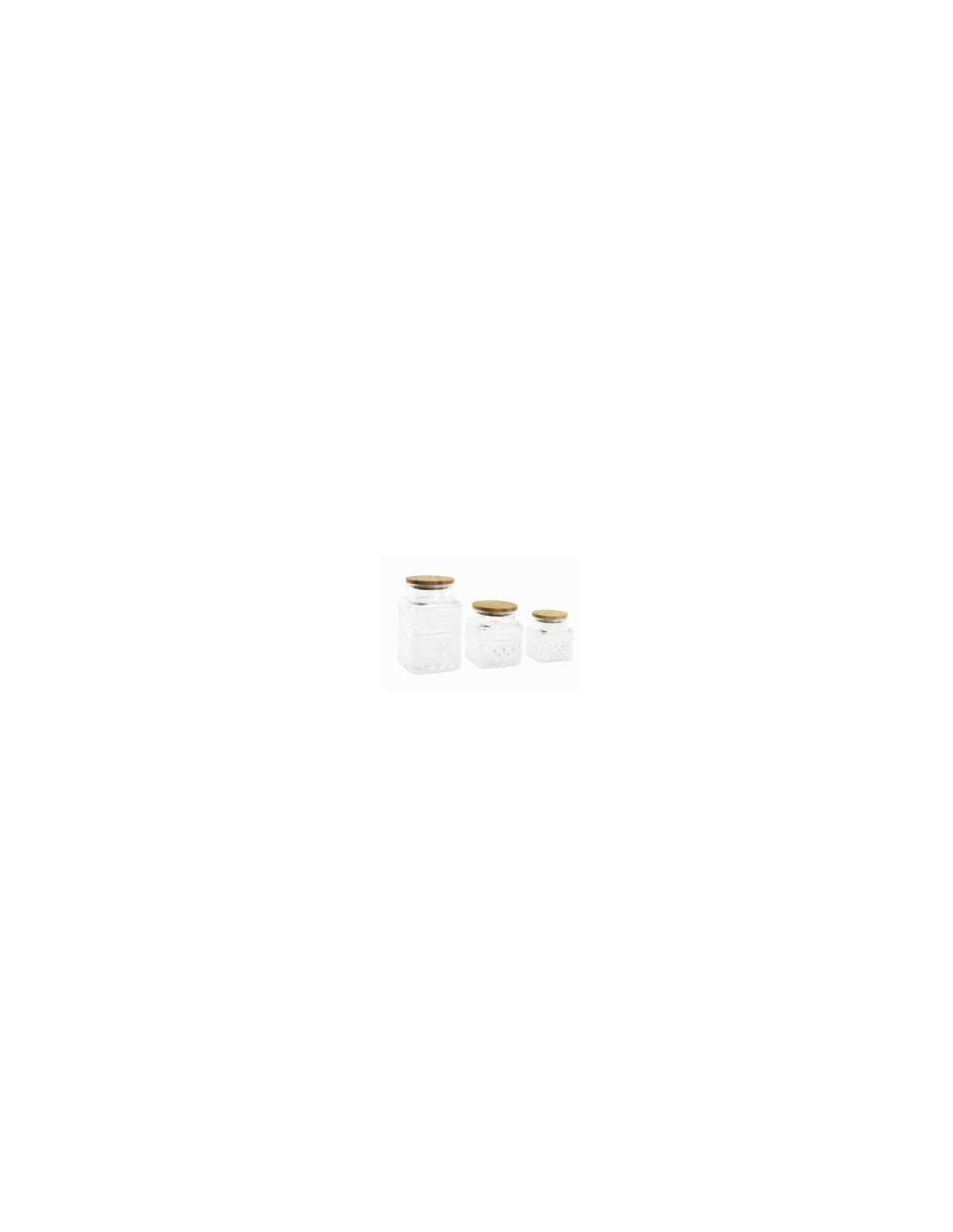 SET 3 BARATTOLI PC203454 VETRO TAPPO BAMBOO su TreG Ingrosso