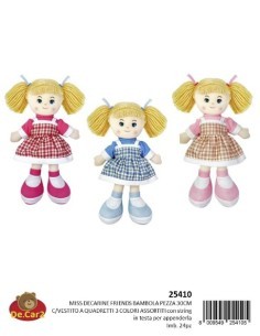 BAMBOLA 25410 PEZZA 30CM VESTITO QUADRETTI su TreG Ingrosso
