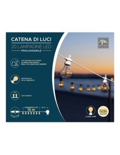 CATENA 20 LAMP LED 38071 FILO BIANCO 15MT BIANCO CALDO su TreG Ingr...