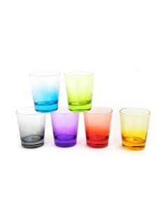 CONF 6 BICCHIERI 31638 CONIC VETRO 258CC COLORI ASSORTITI su TreG I...