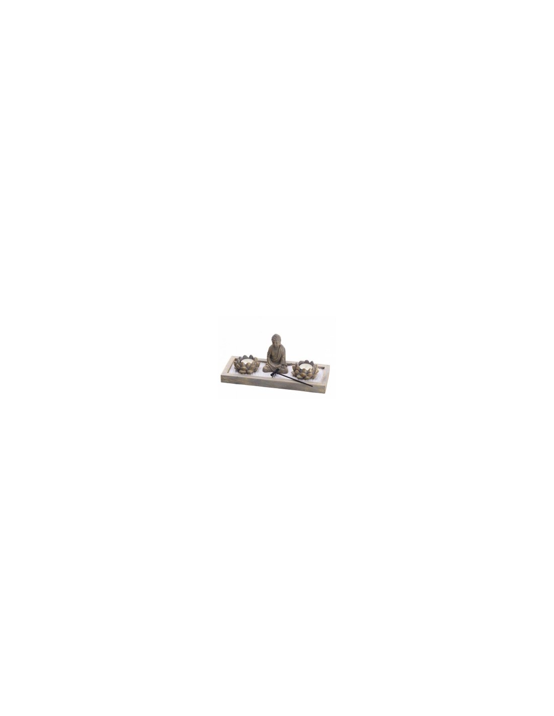 GIARDINO ZEN 86991 CEMENTO CON 2 PORTACANDELE 30X12X12CM su TreG In...
