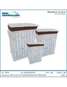 PORTABIANCHERIA 70874 2 MIS RETTANGOLARE VIMINI BIANCO su TreG Ingr...