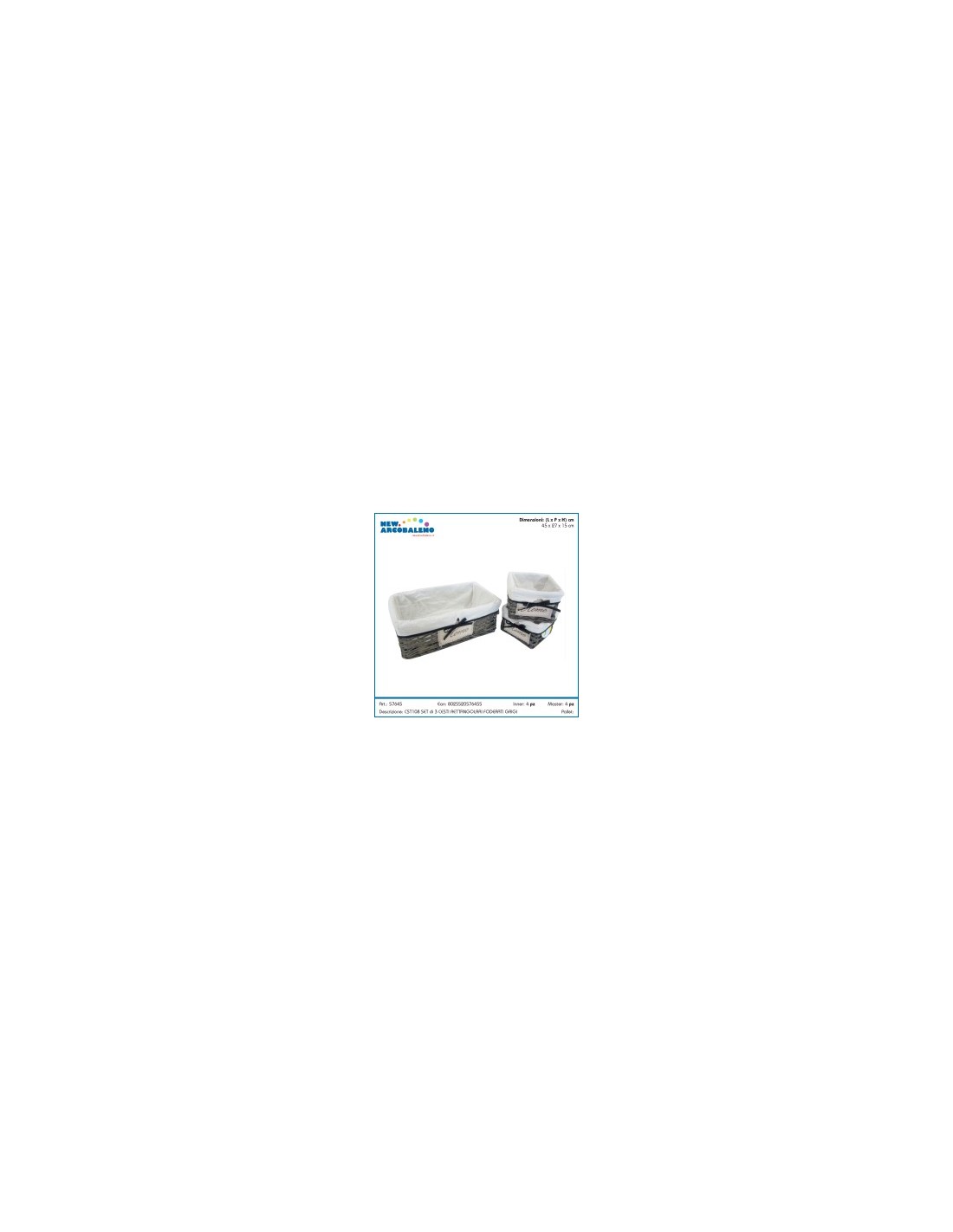 CESTINO 57645 2 MIS HOME VIMINI GRIGIO su TreG Ingrosso