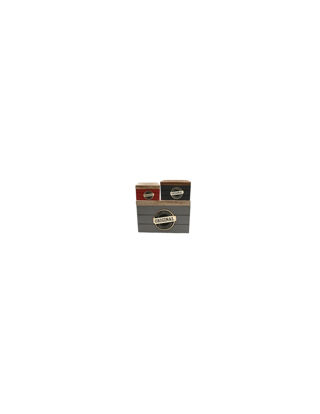 CASSETTA LEGNO 3 MIS VINTAGE 30X25X18,5CM CON COPERCHIO su TreG Ing...