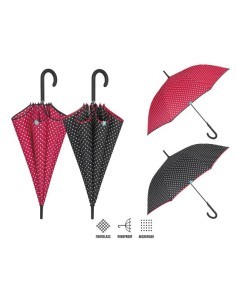 26324 OMBRELLO DONNA 61CM AUTOMATICO TINTA UNITA CON POIS