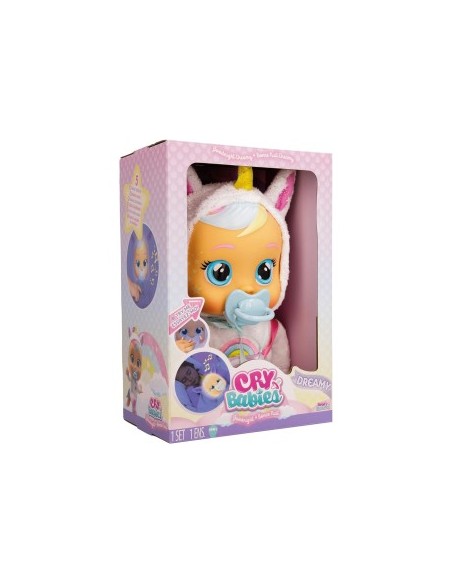 Cry Babies Goodnight Dreamy, Bambola Interattiva con Luce Notturna e Ninne Nanne, Giocattolo per Bambini dai 18 Mesi in Su