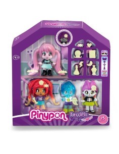 Pinypon Terrific Friends, Vampiro, Ragazza Lupo, Scheletro e Ragazzo Fantasma, Accessori Che Brillano al Buio, Famosa