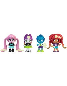 Pinypon Terrific Friends, Vampiro, Ragazza Lupo, Scheletro e Ragazzo Fantasma, Accessori Che Brillano al Buio, Famosa